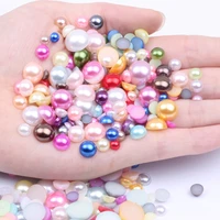 5 12mm mix size half round pearls 300pcs many colors flatback round shiny glue on resin beads diy jewelry nails art decorations