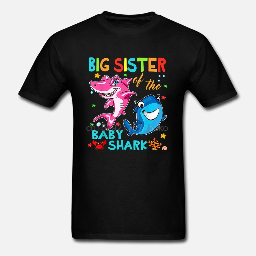 Sister Of The Baby Shark Birthday рубашка с акулой-Мужская Футболка-черный |