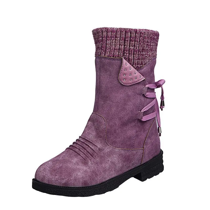 

Large 2020 snow boots women's comfortable warm bottom side zipper boots