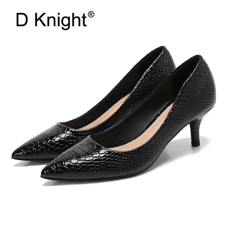 

Patent Crocodile Leather Woman High Heels Pumps Sexy Pointed Toe Stilettos Office Lady Shoes Shallow Femme Small Thin Heel Pumps