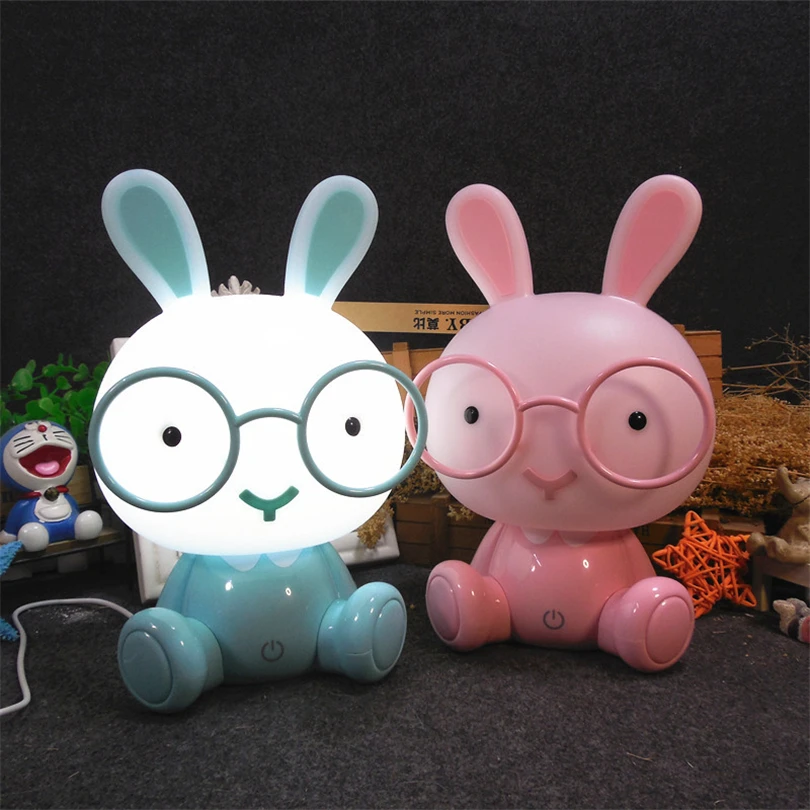 

Cute Baby Bedroom Bedside Lamp Rabbit Night Light Led Night Lamp Christmas Bedside Decor Kids Glasses Rabbits Luminaire