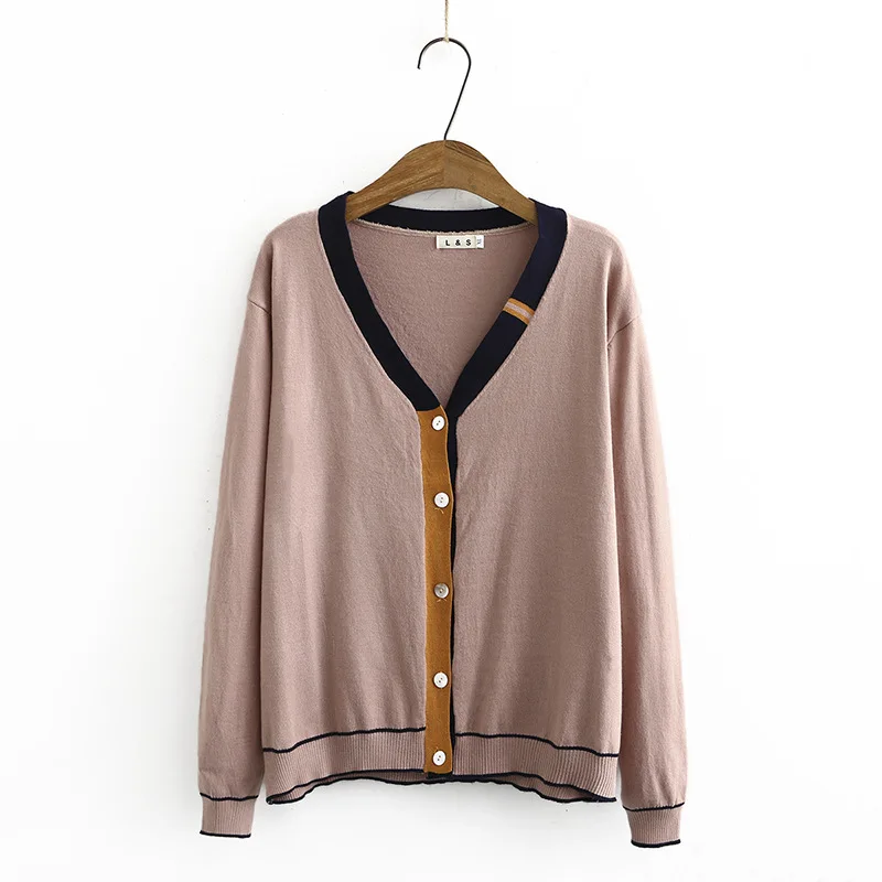 

Plus Size XL-3XL Women's V-neck Thin Cardigan Long Sleeved Black Blue Casual Outerwear sweaters for women