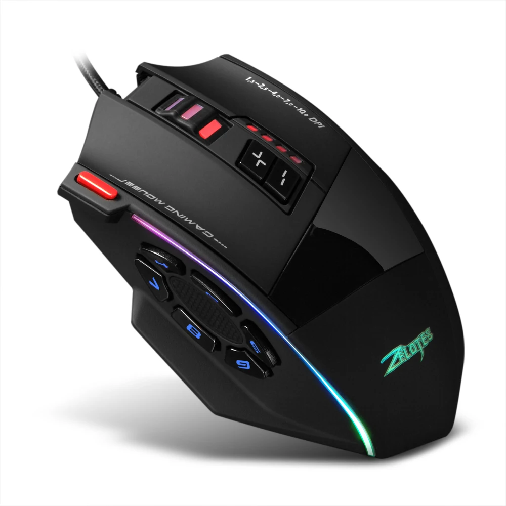 Zelotes C 13 Проводная игровая клавиатура Мышь программирование ключей Регулируемый