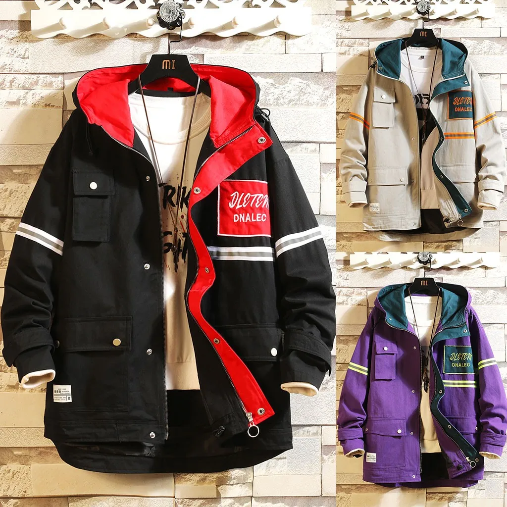 SAGACE Outdoor sports men's casual print large size hooded jacket hip hop rock street clothing Single-breasted coat windproof | Мужская