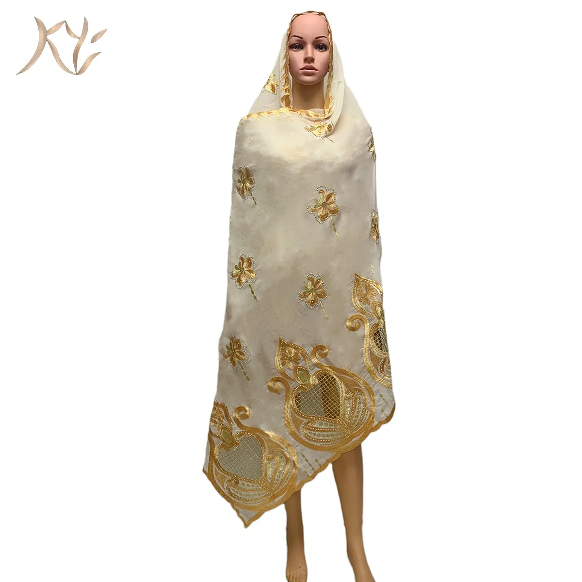 

Latest Fashion Muslim Women's Scarf African Lady 100% Cotton Scarf Cut Out Mesh Embroidery Scarf Large Dubai Shawl For Pray