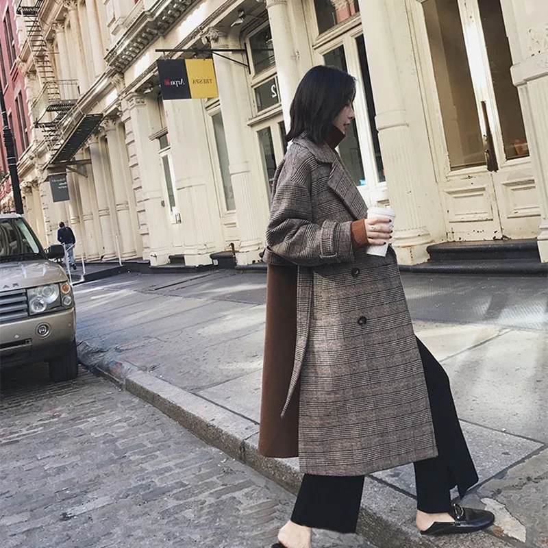 

2020 Autumn Winter Women Pants Wide Leg Pants High Waist Elastic Waist Korean Style Femme Casual Loose Knitted Wool Pants OS207