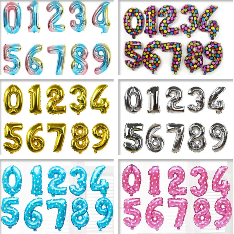 Воздушный шар в виде цифр 16 дюймов 6 цветов|Воздушные шары и аксессуары| |