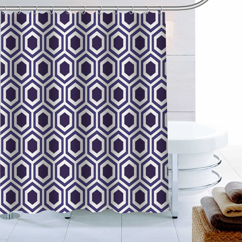 

European Seamless Blue Patterns Shower Curtain 12 Hook Polyester Fabric 3D Print Bathroom Curtain Waterproof Bath Curtain Decor