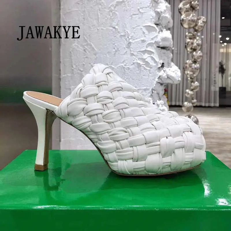 Новинка Кожаные босоножки на высоком каблуке с тесьмой Женские дизайнерские