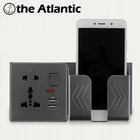 Универсальная Розетка с 5 отверстиями, USB-порт для зарядки, серебристо-серая пластиковая рамка, настенная розетка, 2 контакта, 3 контакта, розетка для телефона, держатель для ЕС, Франции, Великобритании разетка с usb