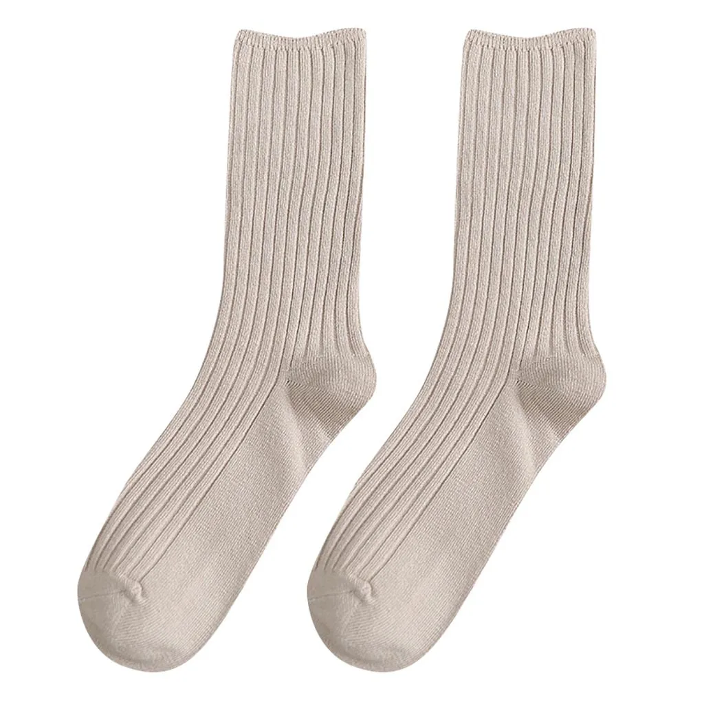 Beige Женские однотонные Осенние повседневные хлопковые теплые носки skarpetki damskie зима calcetines mujer harajuku забавные meias sokken skarpety - Цвет: Beige