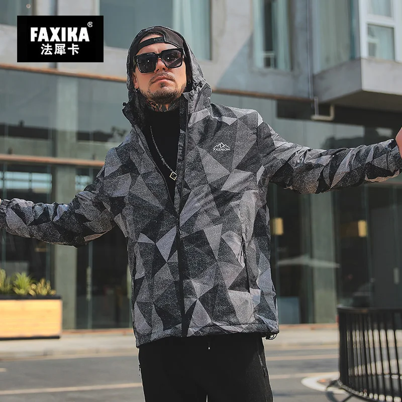FAXIKA/мужская одежда больших размеров осеннее пальто с капюшоном и бархатными