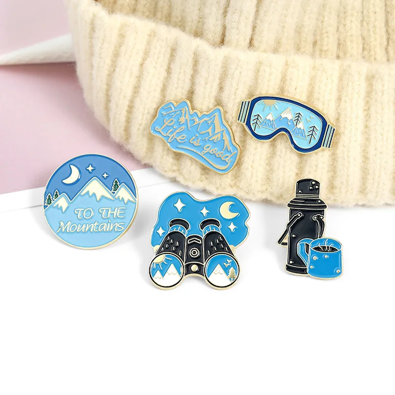 Забавная эмалированная брошь на лацкан Радуга Восход заката высокий снег горная