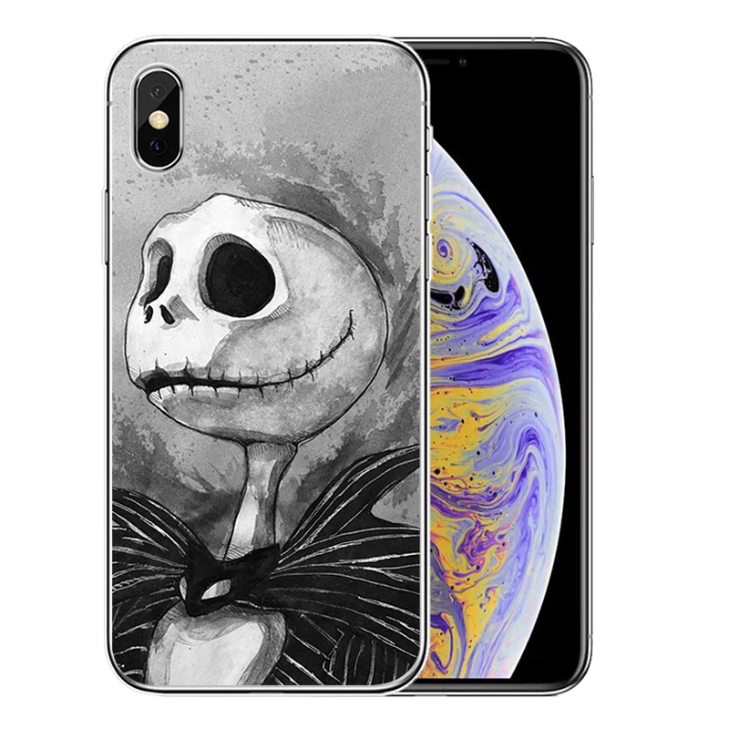Забавный силиконовый чехол для телефона Jack Skellington на Хэллоуин iphone 11 Pro MAX 5 6 7 8 9 10 X XS