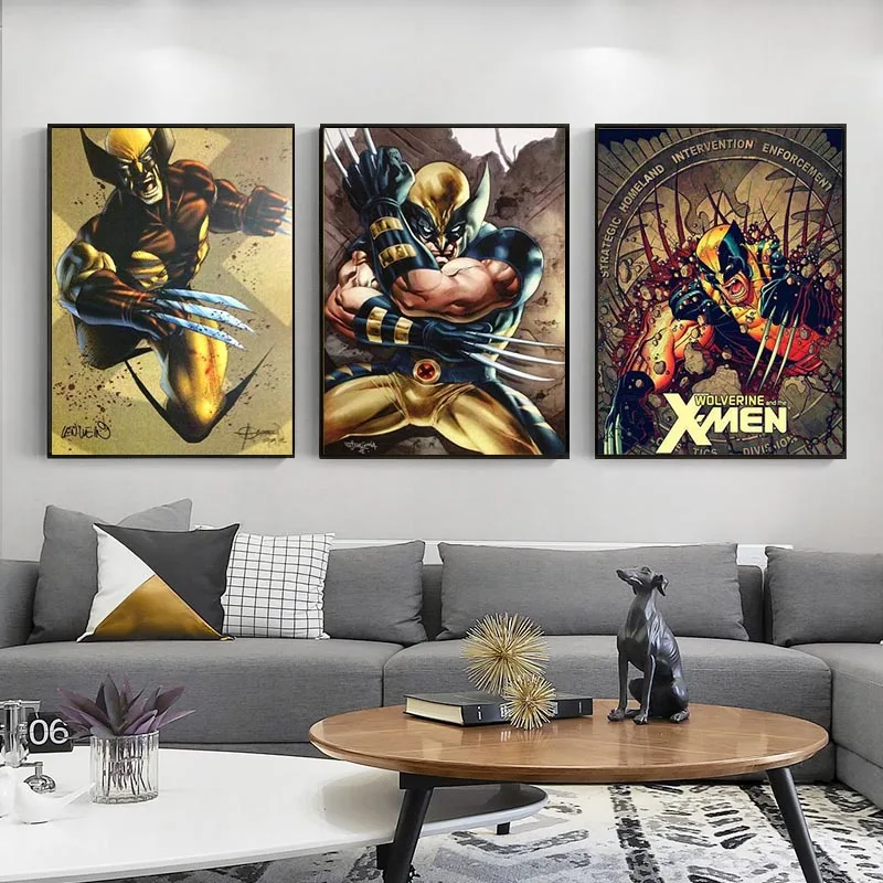 

Комиксные постеры и принты Marvel в стиле ретро Росомаха, Картина на холсте, настенное искусство для гостиной, украшение, винтажные картины, до...