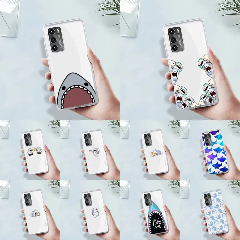 

cute shark Phone Case Transparent for Huawei P20 30 40 mate 20 30 40 lite pro P smart honor 8a 8x 9x 10i