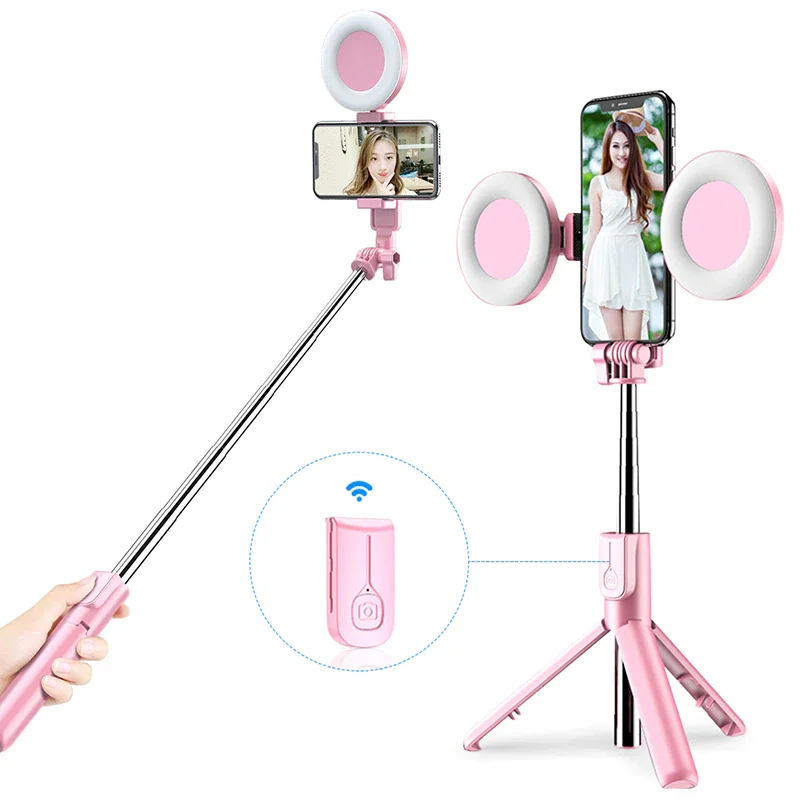 

Live Tripod Wireless Bluetooth Selfie Stick with Led Ring Light Foldable Tripod Monopod For iPhone Xiaomi Huawei Samsung Android