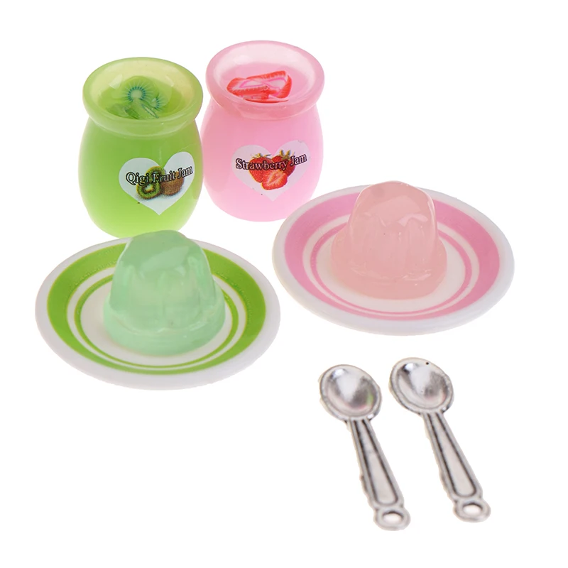 

4Pcs/set 1/12 1/6 Dollhouse Miniature Resin Food Jam Pudding Dolls House Accessories New Arrival