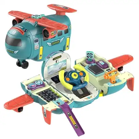 Многофункциональная имитация вождения 3 в 1, деформированный самолет, Детская копилка, игрушка для раннего развития, игрушечный самолет с ру...