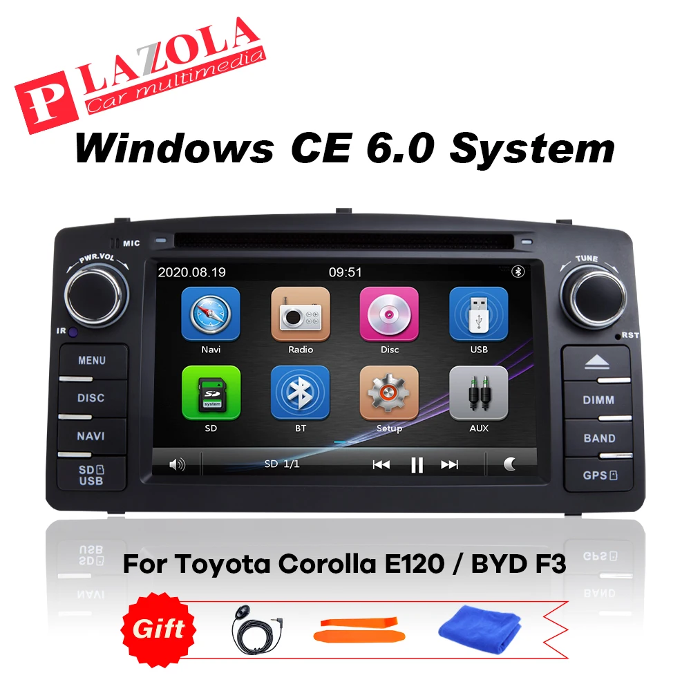 

Авторадио 2Din автомобильный DVD Мультимедиа стерео радио плеер GPS навигация для Toyota Corolla E120 BYD F3 2000-2006 Bluetooth DAB