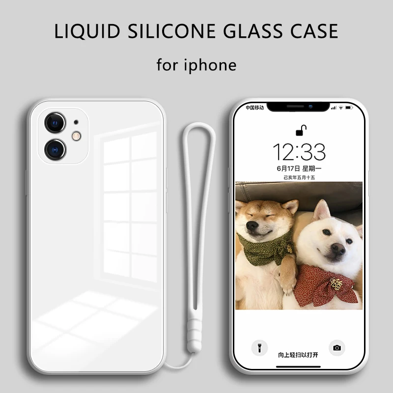 

Luxury Liquid Silicone Glass Case for iPhone 11 Pro Max X XR XS MAX 7 8 6 6s Plus SE 2020 Shockproof Tempered Glass Cover Gift