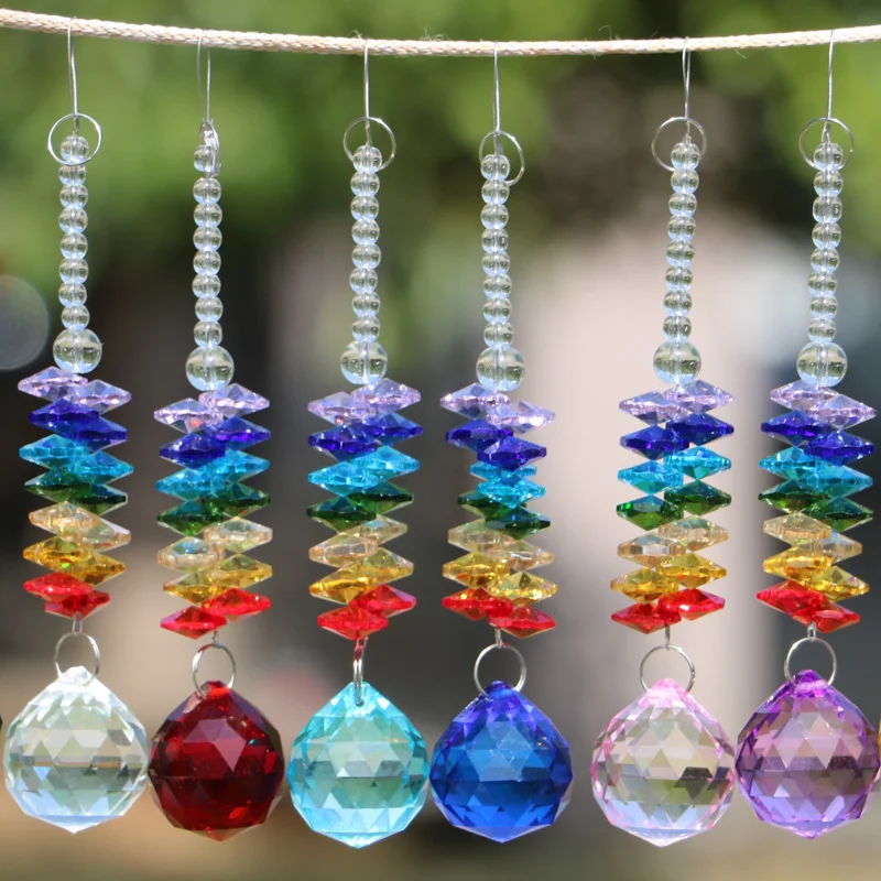 1 шт. 7 цветных кристаллов чакр в виде ловца солнца призмы подвеска ручной работы