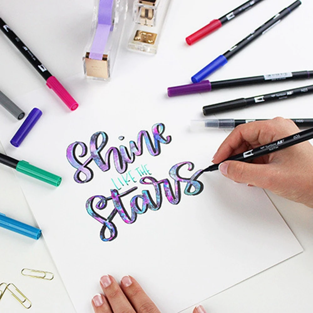 Tombow ABT Dual кисть для рисования каллиграфии набор ручек яркий 10 Pack осветление