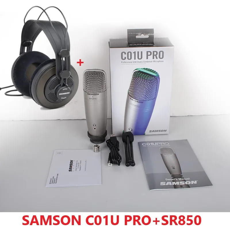 with SR850 SAMSON C01U Pro(наушники Samson SR850) USB конденсаторный микрофон для студийной записи музыки, звука Фоли, видео - Цвет: with SR850