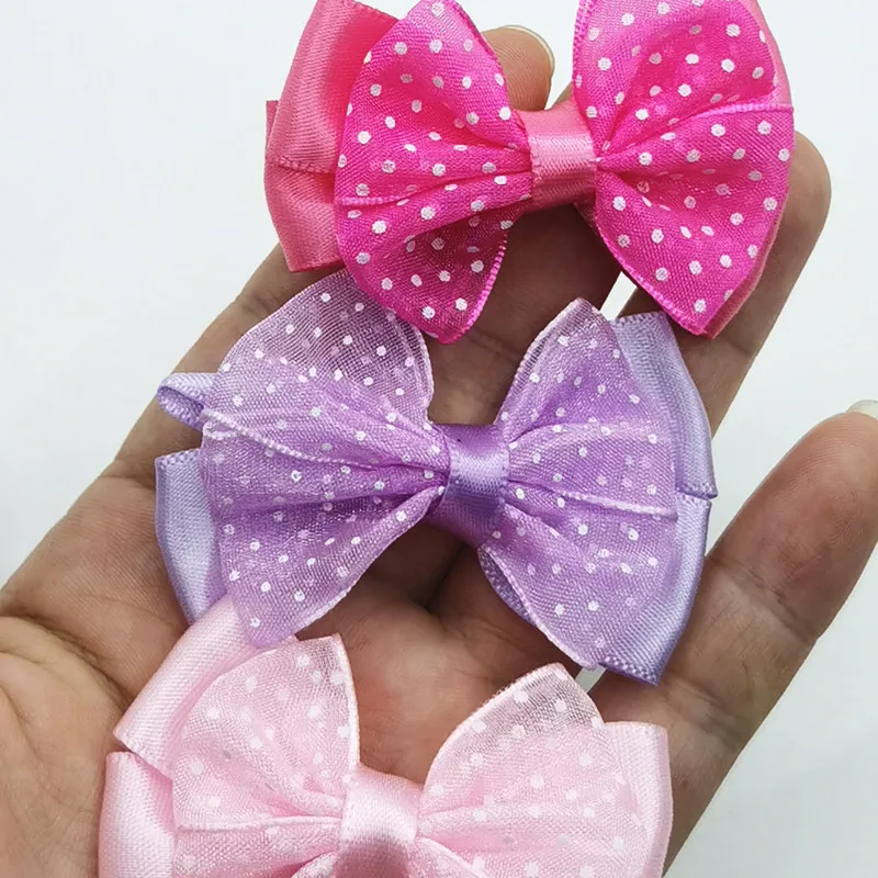 30 шт./лот ручная работа сатиновая прозрачная двойная лента галстук бабочка