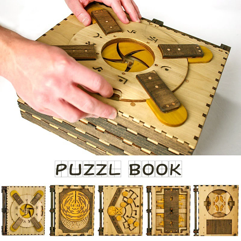 Rompecabezas de madera del Codex para adultos, rompecabezas de madera DIY, libro de c&oacute;digos de alta dificultad, juguetes interesantes de decodificaci&oacute;n-2
