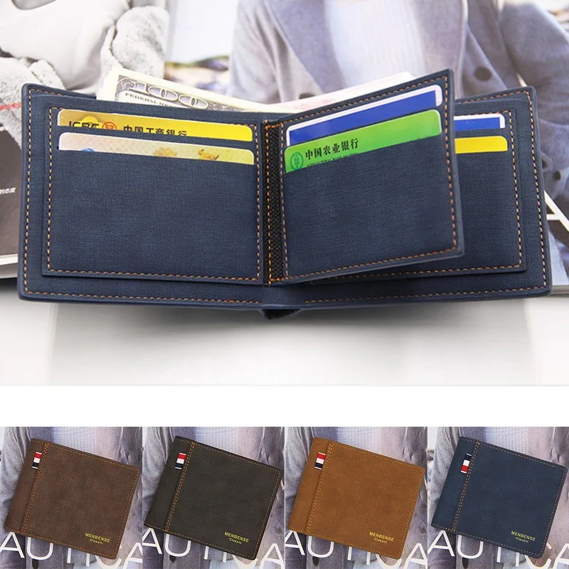 

Fashion Men's Wallet Money Bag Solid Color Leather Business Short Wallet Famous Vintage Walltes Multi-card Soft Purse Coin Bag