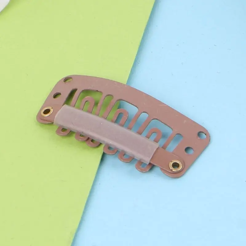 

2021 New Hot 32mm 10 pcs Middle U Brown Snap Hair Clip For Wig Hair Extension