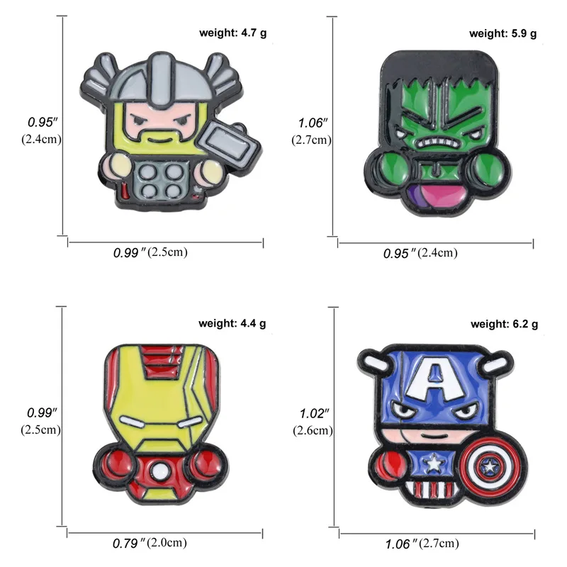 Cartoon Q Version Captain America Iron Man Brooches for Women Cute Raytheon Batman Badges Enamel Pins Jewelry Accessories | Украшения и
