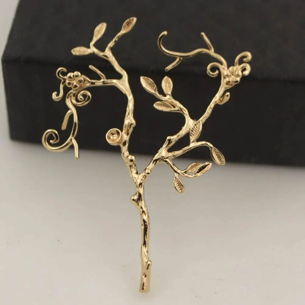 Gold color 10 шт. латунный литой лист Дерево Подвески в виде ветки кулон качество Золото Серебро Цвет фурнитура DIY невесты волосы свадебные ювелирные изделия поставки - Цвет: Gold color