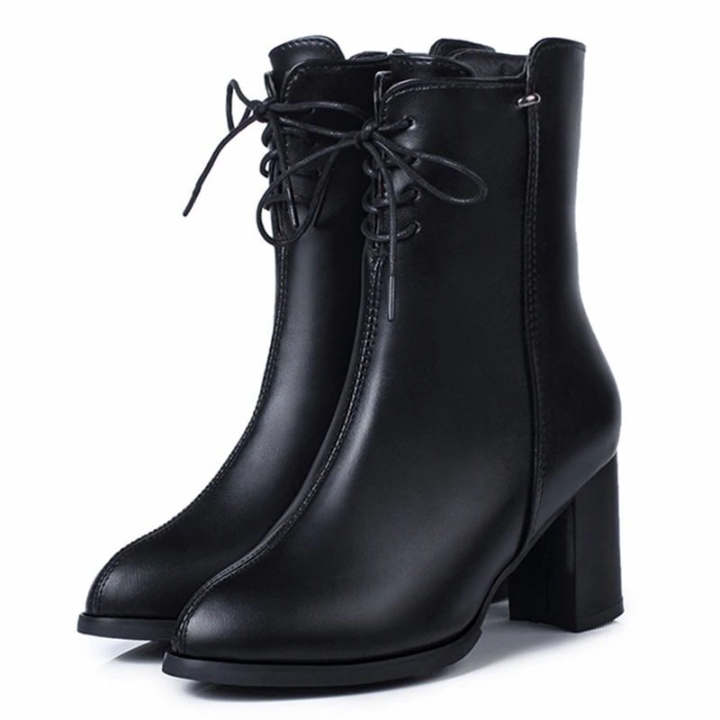 Теплые зимние женские ботинки повседневная обувь из искусственной кожи на