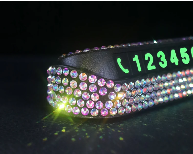1pc Rhinestone bling Car Parking Card Phone Number Plate Stickers Hidden Replace Temporary Park Stop Drawer | Автомобили и