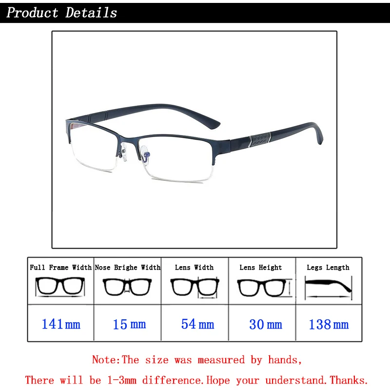 Готовые мужские деловые очки для близорукости повседневные металлические