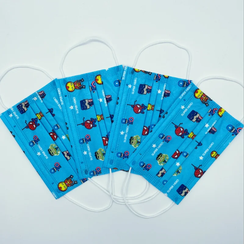 Детская Тканевая маска Человек-паук человек-Капитан Америка трехслойная 50 шт.