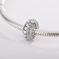 925 sterling silver pave cz transparent zircon snake chain pattern clip charm bracelet diy jewelry making for pandora