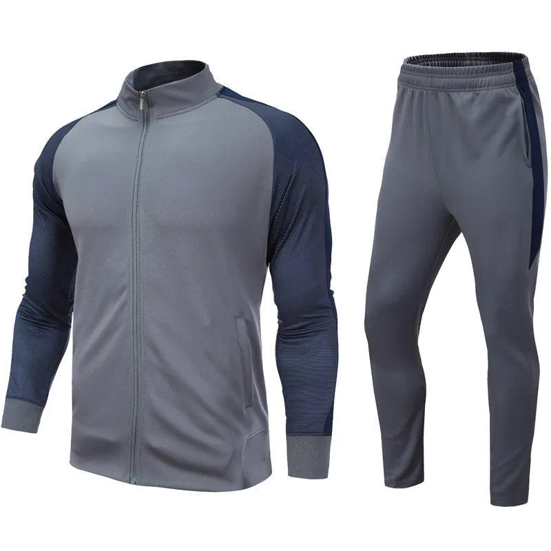 

Men's Autumn Winter Spring Long Sleeve Zipper Top and Pants 2Pcs Set Soccer Sportswear Tracksuit Jacket Football Training Suit