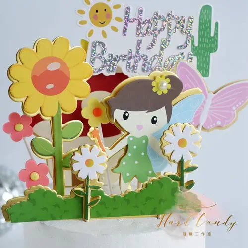 Fleur fe soleil nuage lapin gâteau de mariage Topper argile шампиньон joyeux Brithday flecte Decoration cuisson fourntures enfa | Дом и