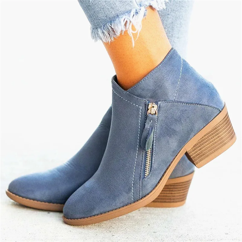 

Autumn and Winter 2021 Women's Square Heel Round Head High Top Short Boots Daily Leisure Zipper Boots Hot Sale boots women