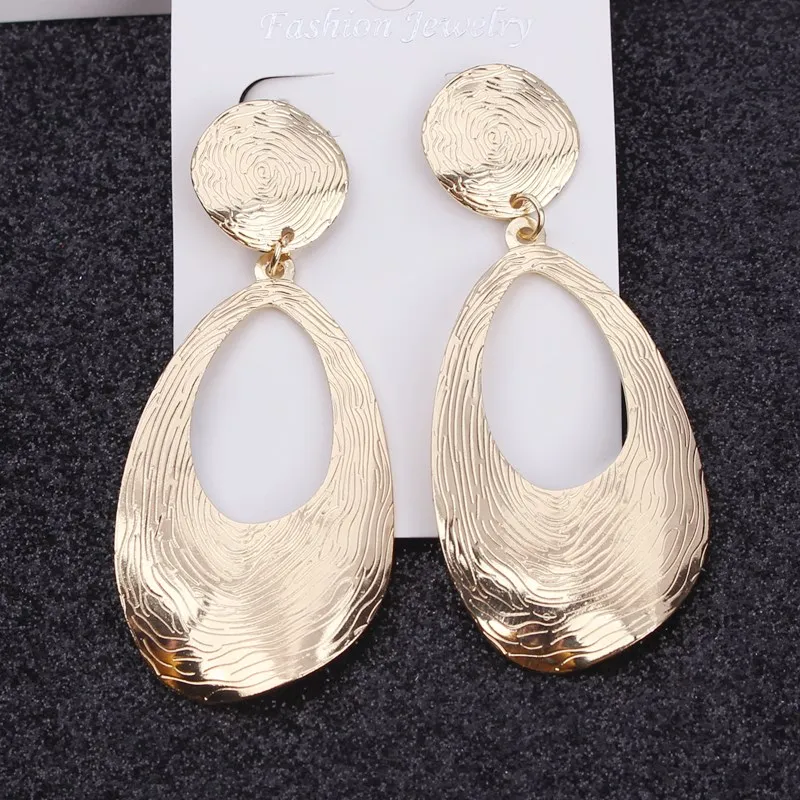 Европейские Большие серьги капли для женщин полые геометрические металлические