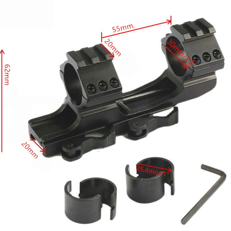 QD 20mm Mount 25,4 мм 30 мм быстроразъемный консольный Вивер с двойными кольцами, крепление для прицела, тактическое сверхмощное кольцо для прямого доступа QD Cam, замки - Цвет: QD 20mm Mount