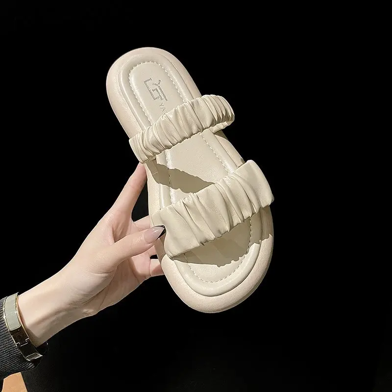 

Slippers Women Summer Luxury Slides Low Female Shoes Designer Soft 2021 Flat Beach Rome Basic PU Shoes Slippers Soft Slipers Wom