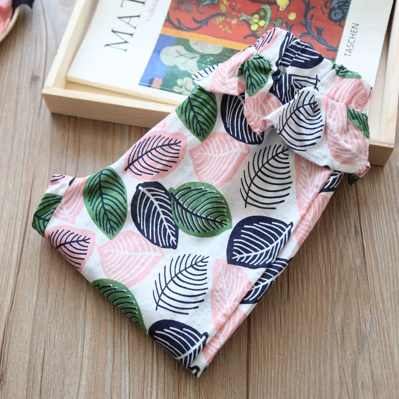 Штаны для девочек с цветочным рисунком летние штаны шаровары маленьких длинные