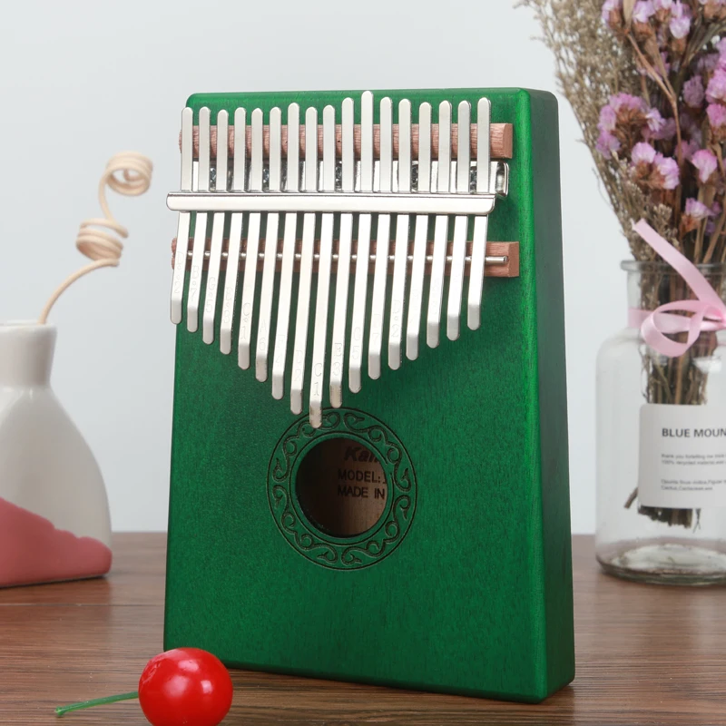 Green Kalimba 17 ключ большого пальца пианино из красного дерева высокого качества древесины Mbira Likembe ударный инструмент Африканский твердый калимбас для детей - Цвет: Green