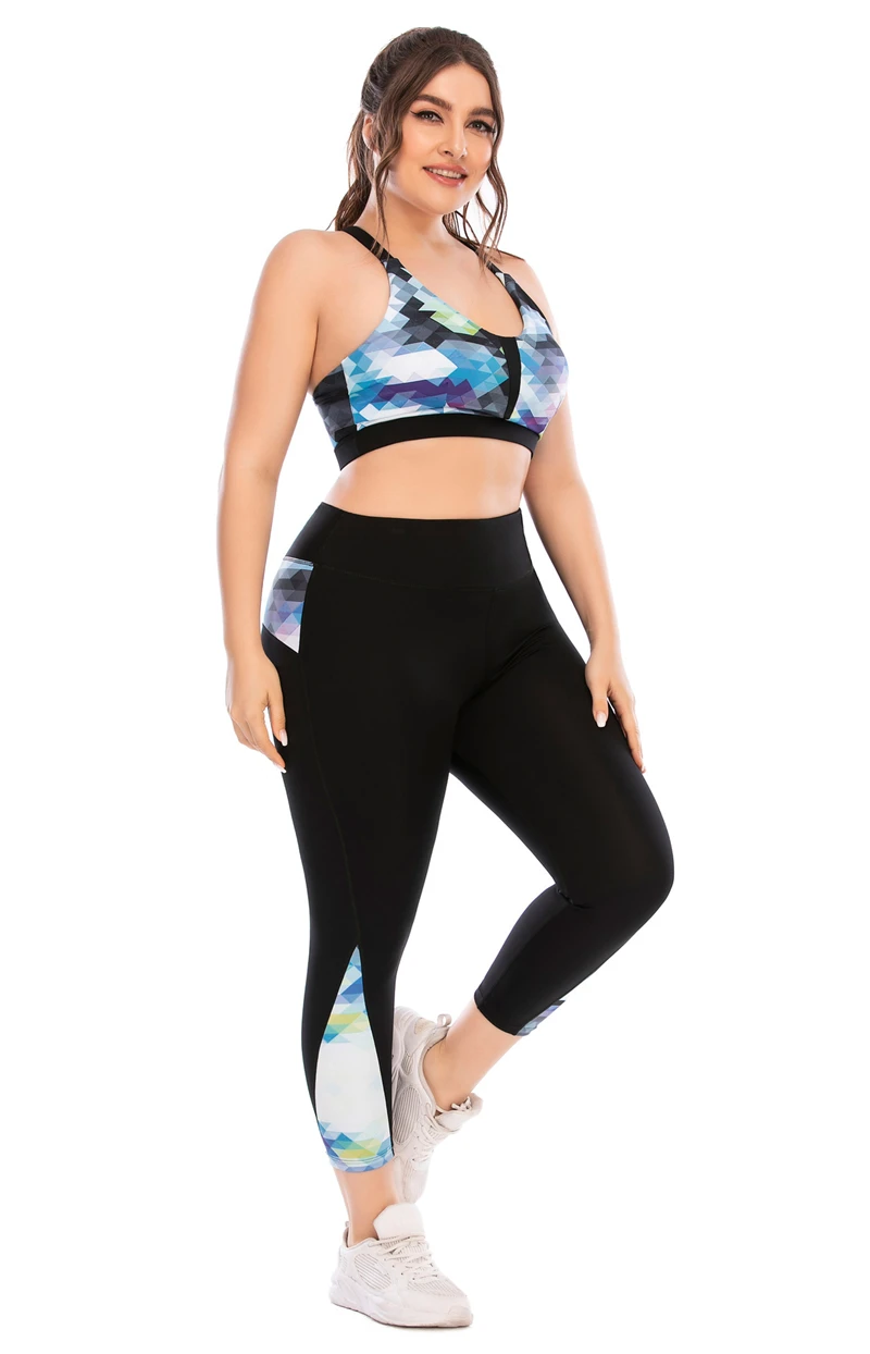 

Women Gym Sport Suit Leggings + Bra Yoga Set Plus Size 3XL Sportswear Sportsuits For Female Running Sets Tracksuit Wear