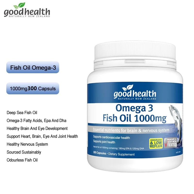 

Good Health Deep Sea Fish Oil Omega 3 1000mg 300Capsules Fatty Acid EPA DHA Eye Joint Mobility Brain Nervous Development