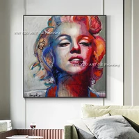 the hand painted marilyn monroe oil painting street color graffiti woman face art posters figure picture for living room decor